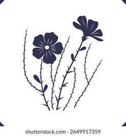 Silhouette of delicate JuI petals with a soft, layered shape, flower with trees vector, floral vector