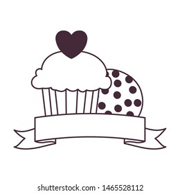 silhouette of delicious bakery cakes and cookies