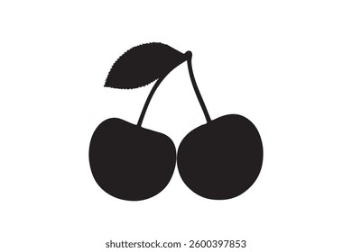 Silhouette of delicious cherries vector icon illustration on white background.