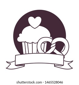 silhouette of delicious and fresh cake with cherry