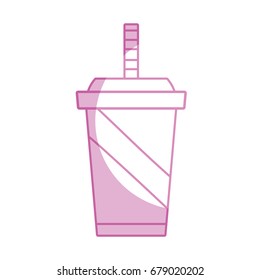 silhouette delicious refreshment in the plastic cup to drink