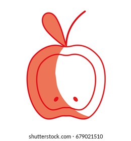 silhouette delicious slice apple fruit with vitamins and protein