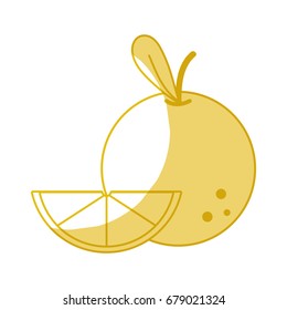 silhouette delicious slice orange fruit with vitamins and protein