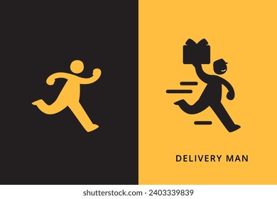 Silhouette of a Delivery Man. Isolated Vector Illustration.