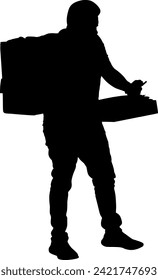 silhouette delivery man on white background