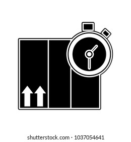 silhouette delivery package service with chronometer object