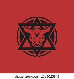 Silhouette demon with star design vector