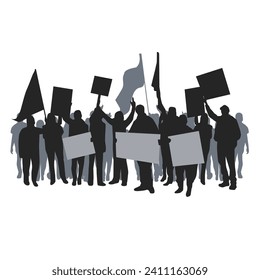 Silhouette demonstrator campaign, background Flat design illustration election campaign scenes