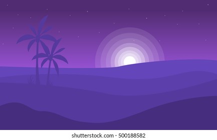 Silhouette of desert and moon landscape vector