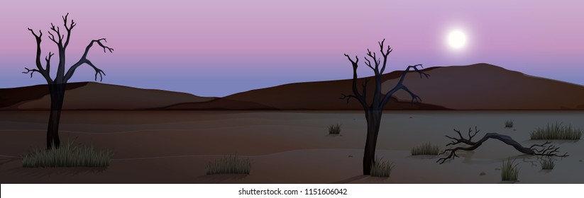 A silhouette desert scene illustration