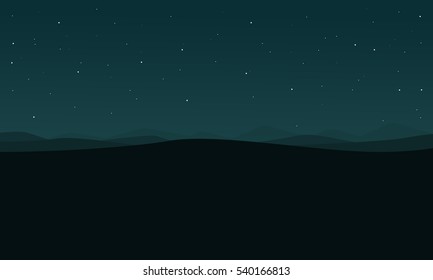 Silhouette of desert and star at night landscape