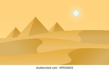 Silhouette of desert and sun landscape vector art