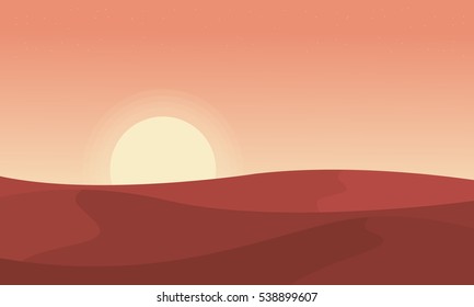 Silhouette of desert at sunrise landscape