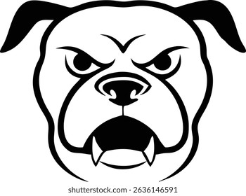 Silhouette design of an angry dog head in black highlighting aggression and alertness.