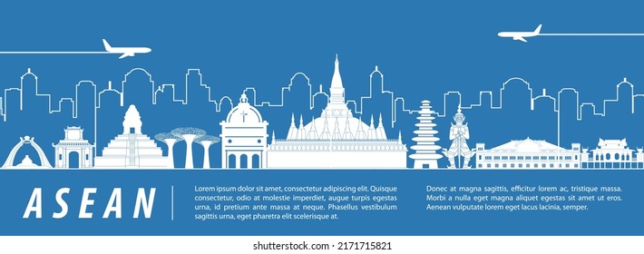 Silhouette Design Of ASEAN Landmarks,vector Illustration