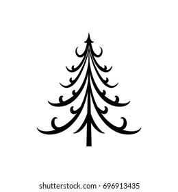 Silhouette Design Black Spruce On White Stock Vector (Royalty Free ...