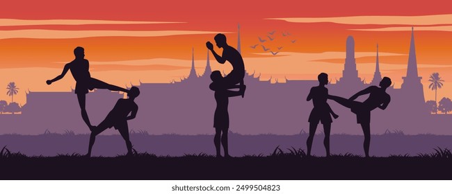 silhouette design of boxer are fighting,vector illustration