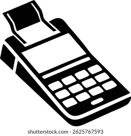 Silhouette design of a cash register representing business and financial transactions