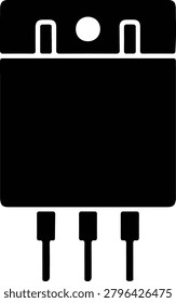 Silhouette design of electronic component transistor TO-220 package vector