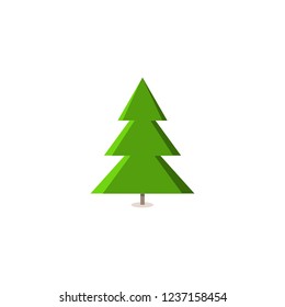 Silhouette design green spruce on white background. Christmas tree sign. Symbol of winter, decoration and Christmas holiday season. Isolated graphic element. Flat vector image. Vector illustration
