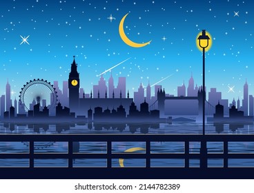 silhouette design of london at night,vector illustration