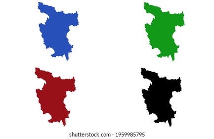 Silhouette design of a map of the city of Tarapoto in northern Peru on a white background