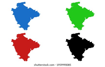 Silhouette design of map of Devon city in Great Britain on white background