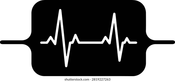 Silhouette design medical electrocardiogram pulse trace line for healthcare icon vector