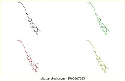 silhouette design of the Mekong river map in Asia on a white background