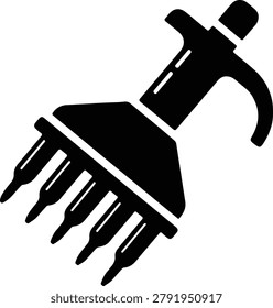 Silhouette design of a multi channel laboratory manual pipette tool vector