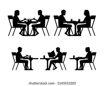 silhouette design of people in cafe,vector illustration