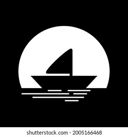 Silhouette design of a sailing ship at dusk or dawn