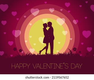 Silhouette design of valentine's day of man hug woman,vector illustration