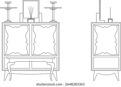 silhueta design vetor ilustração esboço detalhe mobiliário altar mesa ofertas clássico vintage étnico tradicional