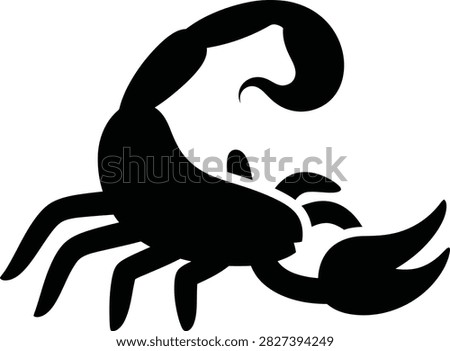Silhouette design of a venomous scorpion for creative graphical vector