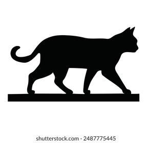 Diseño de la silueta de un gato que camina, Ilustración vectorial.