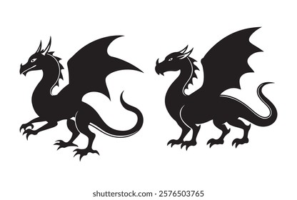 silhouette design of wild dragon
