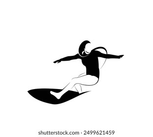 silhouette design of a woman surfing