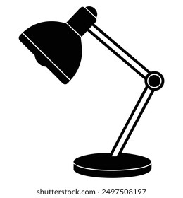 The silhouette desk lamp vector art.