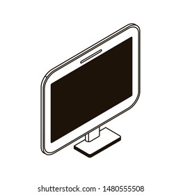 silhouette of desktop computer screen on white background