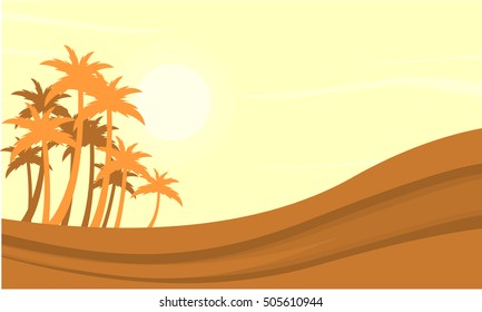 Silhouette of dessert and clump palm vetcor illustration
