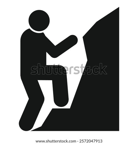 Silhouette of a determined man climbing a steep mountain, symbolizing persistence and the pursuit of goals