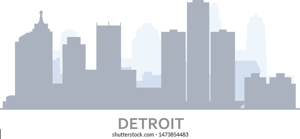 Silhouette of Detroit skyline - panorama of Detroit, city downtown outline