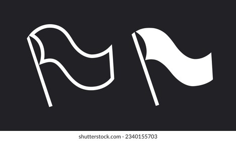 Silhouette of a developing flag. Black and white image. Black flag on white background.