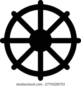 Silhouette Dharma Wheel symbol representing the noble eightfold path design vector