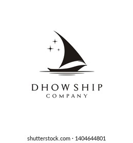 Silhouette of Dhow logo design, Traditional Sailboat from Asia / Africa