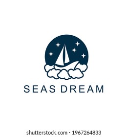 Silhouette of Dhow logo design, Traditional Sailboat from Asia Africa