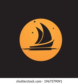 Silhouette of Dhow logo design  Traditional Sailboat from Asia Africa