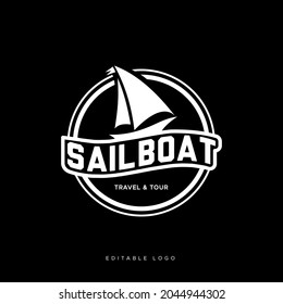 Silhouette of Dhow logo design, Traditional Sailboat ,vintage logo
