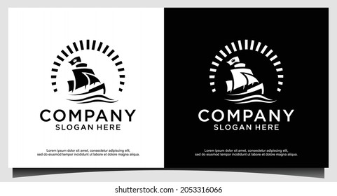 Silhouette of Dhow logo design, Traditional Sailboat from Asia Africa